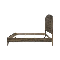 Roxy Queen Bed with Mid-Century Modern Design, Walnut Brown Okume