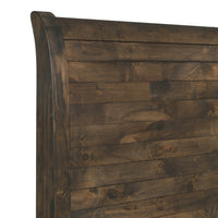 Blie Queen Bed with Built-In Footboard Bench, Rustic Brown Solid Wood