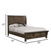 Blie Queen Bed with Built-In Footboard Bench, Rustic Brown Solid Wood