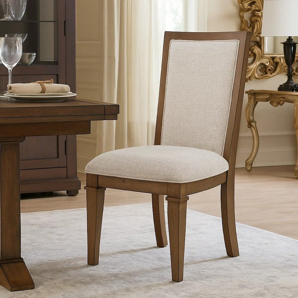 Henry Dining Side Chair Set of 2, Beige Polyester, Vintage Mocha Brown - BM344787