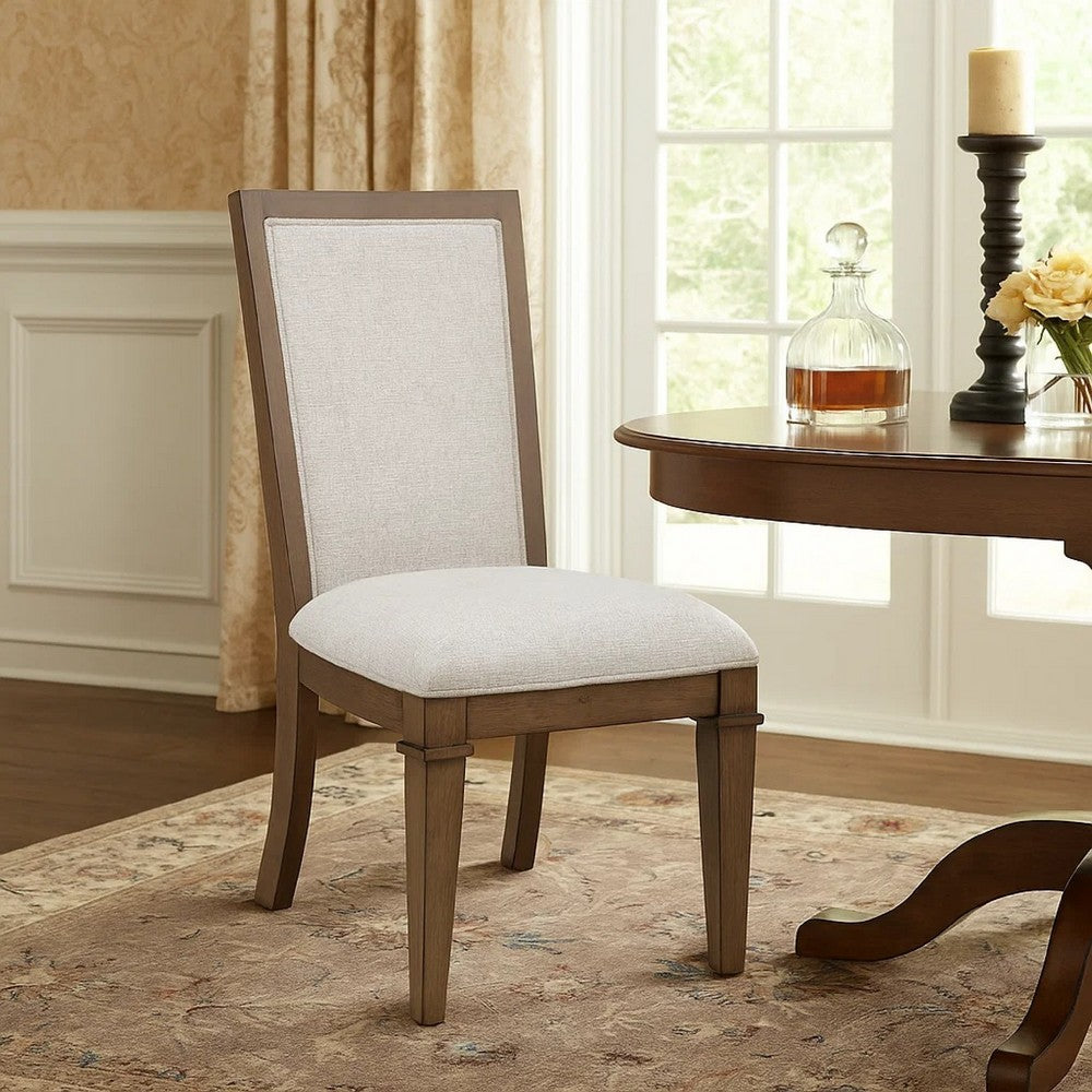 Henry Dining Side Chair Set of 2, Beige Polyester, Vintage Mocha Brown - BM344787