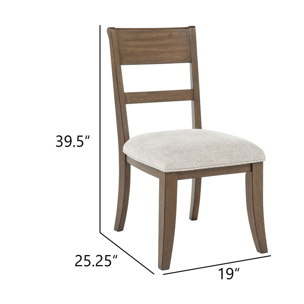 Henry Dining Side Chair Set of 2, Slat Back, Vintage Mocha Brown & Beige - BM344788