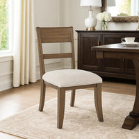 Henry Dining Side Chair Set of 2, Slat Back, Vintage Mocha Brown & Beige - BM344788
