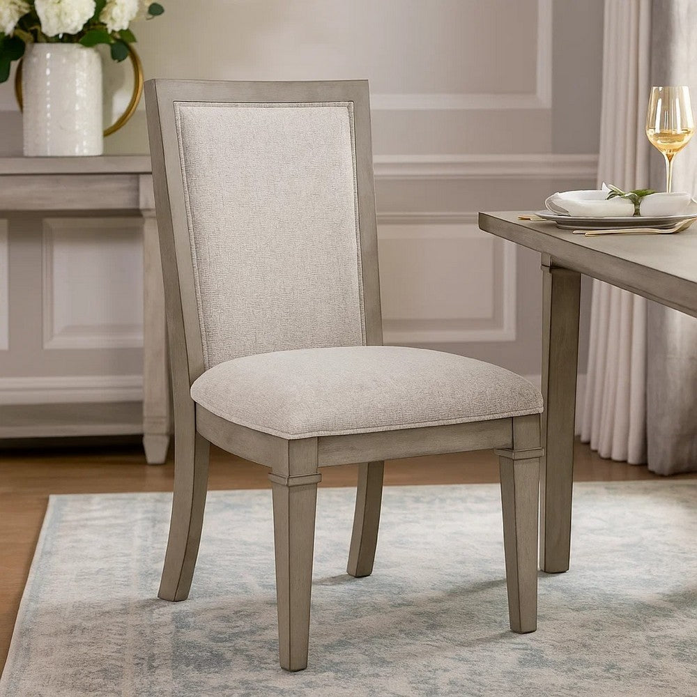 Henry Dining Side Chair Set of 2, Beige Polyester, Vintage Light Cream - BM344789