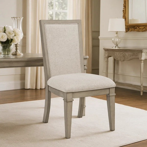Henry Dining Side Chair Set of 2, Beige Polyester, Vintage Light Cream - BM344789