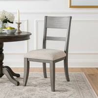 Henry Dining Side Chair Set of 2, Slat Back, Vintage Light Cream & Beige - BM344790