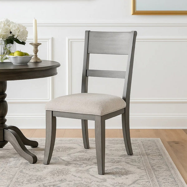 Henry Dining Side Chair Set of 2, Slat Back, Vintage Light Cream & Beige - BM344790