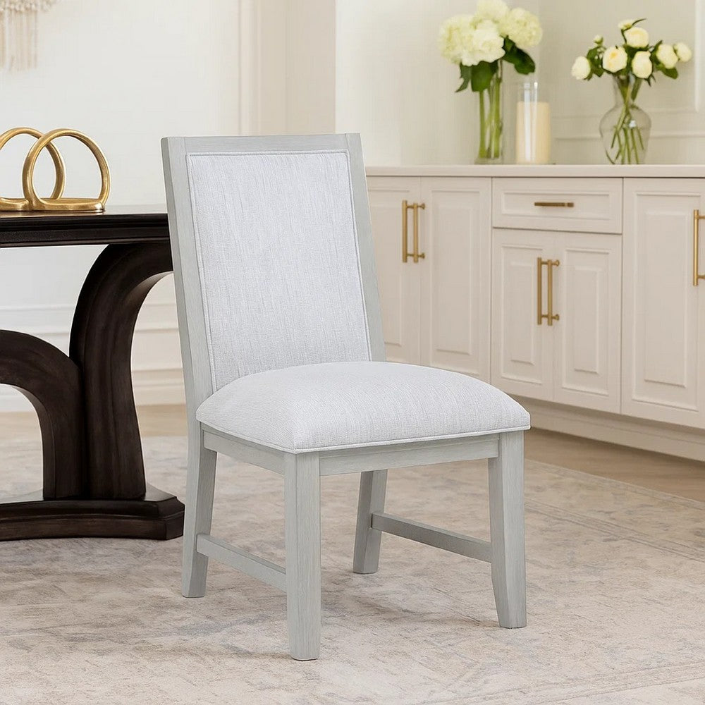 Ion Dining Side Chair Set of 2, Mist Gray Polyester & Solid Rubberwood - BM344791