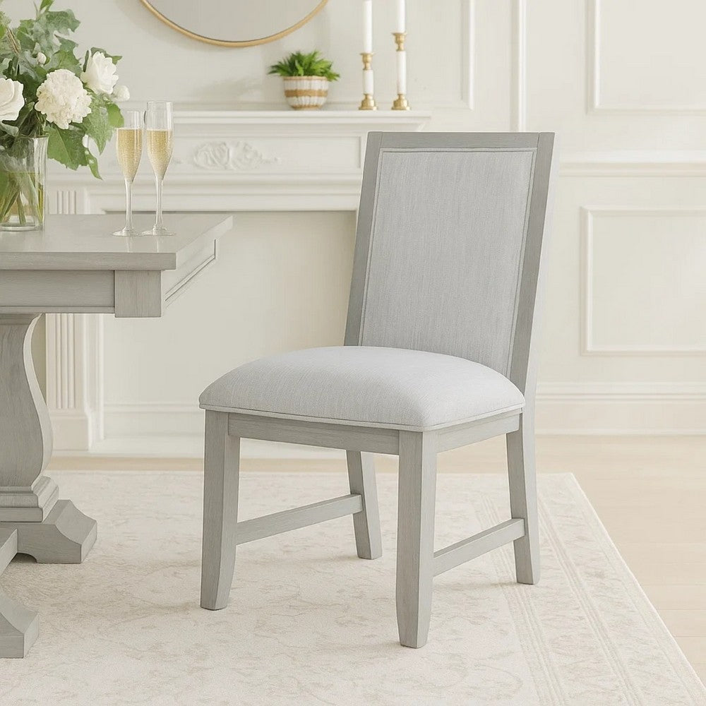Ion Dining Side Chair Set of 2, Mist Gray Polyester & Solid Rubberwood - BM344791