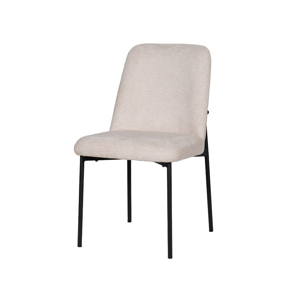 Ery Dining Side Chair Set of 2, Beige Cushions, Black Metal Frame - BM344792