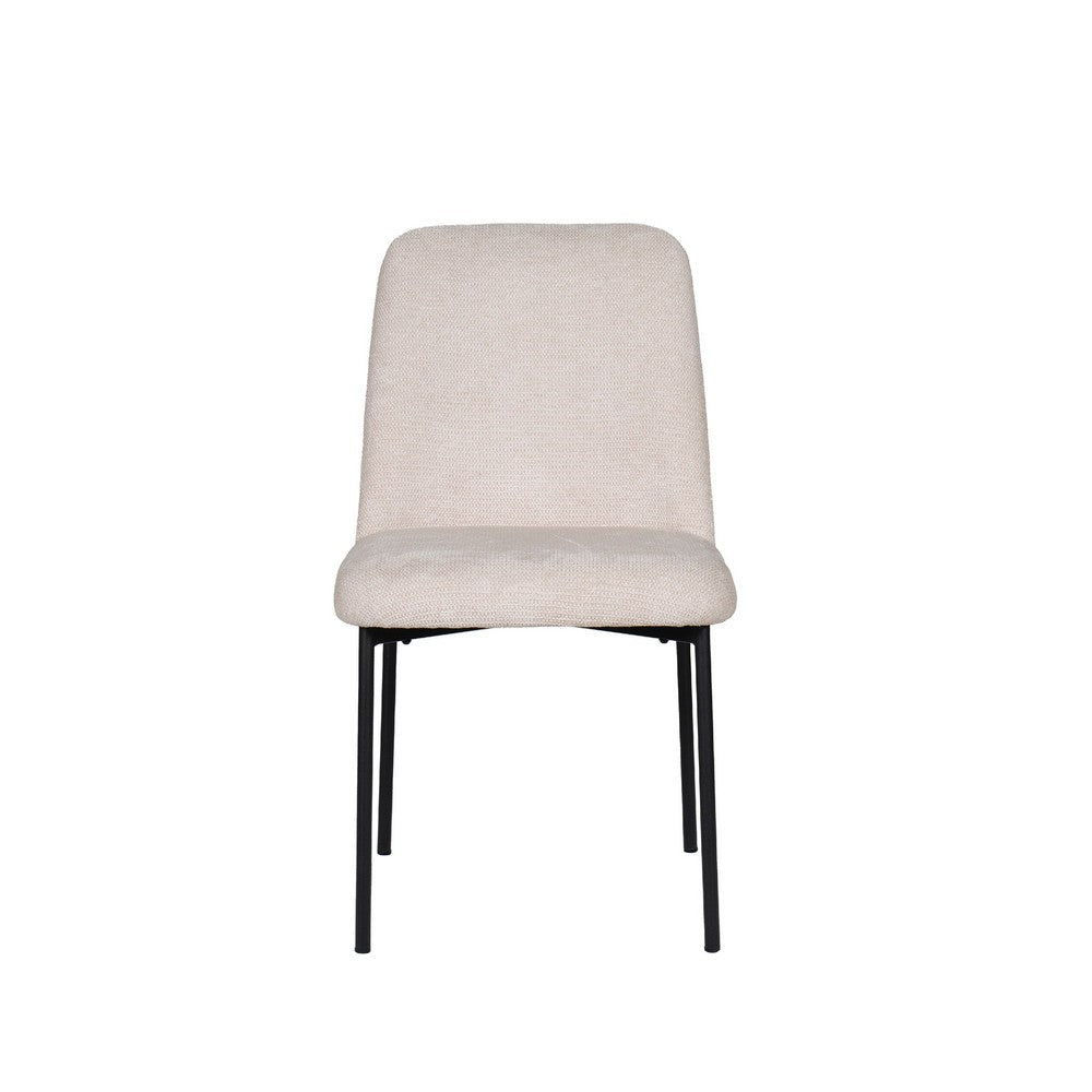 Ery Dining Side Chair Set of 2, Beige Cushions, Black Metal Frame - BM344792