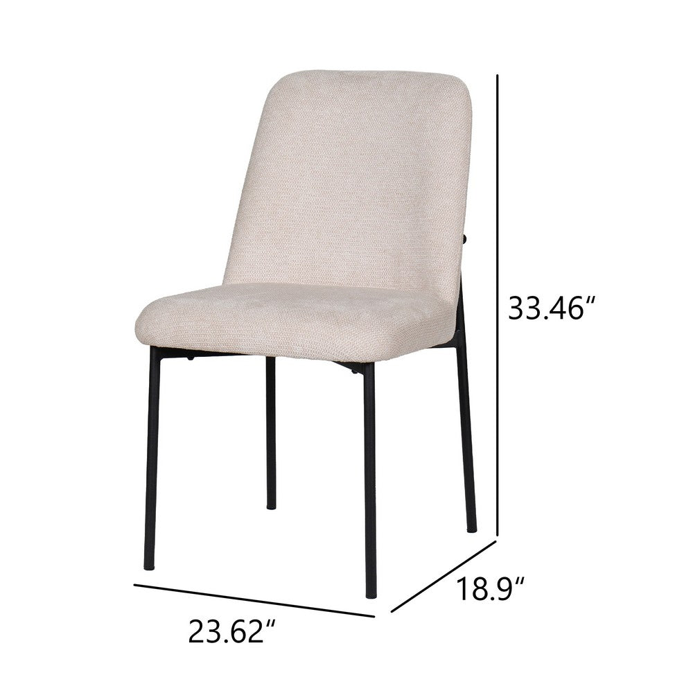 Ery Dining Side Chair Set of 2, Beige Cushions, Black Metal Frame - BM344792