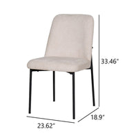 Ery Dining Side Chair Set of 2, Beige Cushions, Black Metal Frame - BM344792