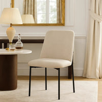 Ery Dining Side Chair Set of 2, Beige Cushions, Black Metal Frame - BM344792