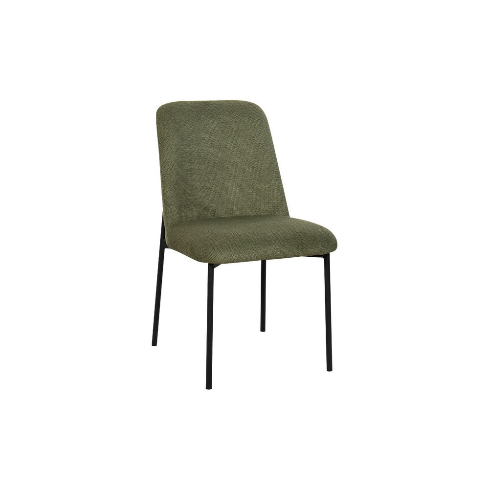 Ery Dining Side Chair Set of 2, Green Cushions, Black Metal Frame - BM344793