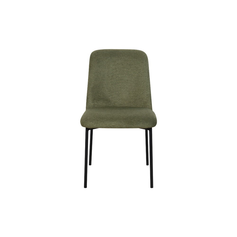 Ery Dining Side Chair Set of 2, Green Cushions, Black Metal Frame - BM344793