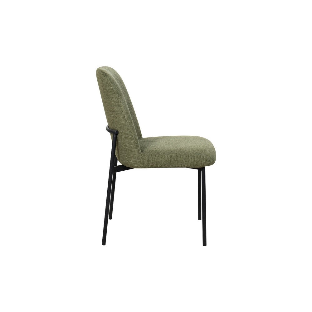 Ery Dining Side Chair Set of 2, Green Cushions, Black Metal Frame - BM344793