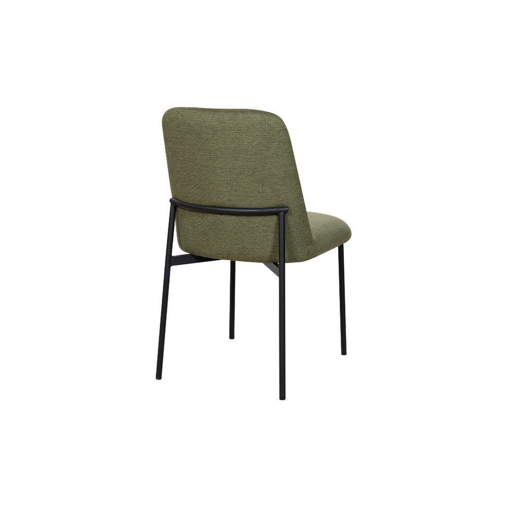 Ery Dining Side Chair Set of 2, Green Cushions, Black Metal Frame - BM344793