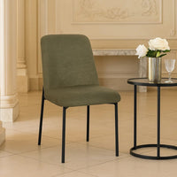 Ery Dining Side Chair Set of 2, Green Cushions, Black Metal Frame - BM344793