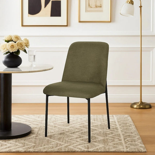 Ery Dining Side Chair Set of 2, Green Cushions, Black Metal Frame - BM344793