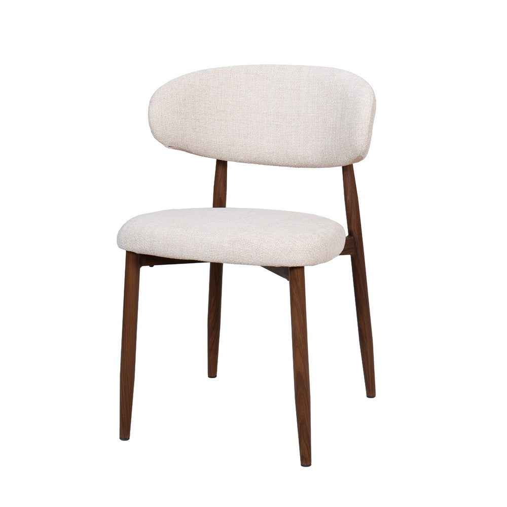 Riom Dining Side Chair Set of 2, Beige Low Curved Back, Walnut Brown - BM344794