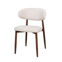 Riom Dining Side Chair Set of 2, Beige Low Curved Back, Walnut Brown - BM344794
