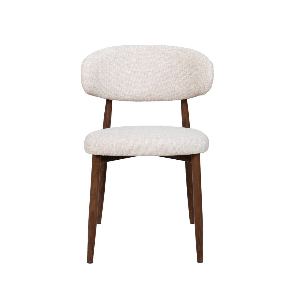 Riom Dining Side Chair Set of 2, Beige Low Curved Back, Walnut Brown - BM344794