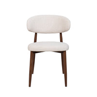 Riom Dining Side Chair Set of 2, Beige Low Curved Back, Walnut Brown - BM344794