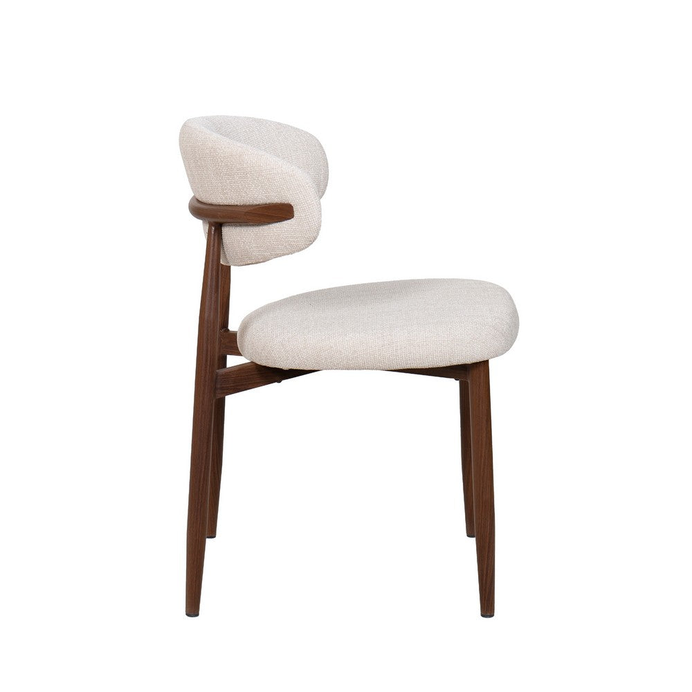 Riom Dining Side Chair Set of 2, Beige Low Curved Back, Walnut Brown - BM344794