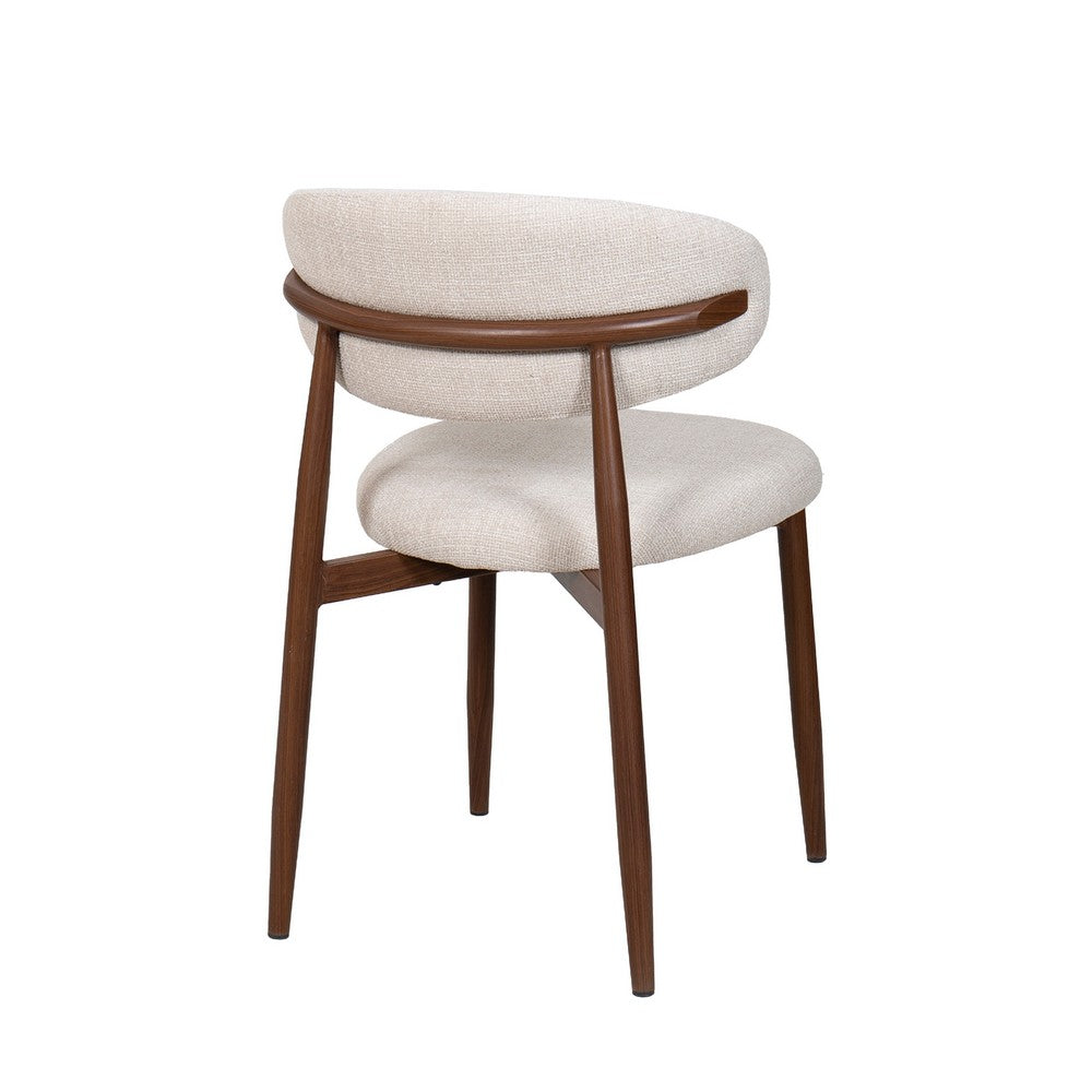 Riom Dining Side Chair Set of 2, Beige Low Curved Back, Walnut Brown - BM344794