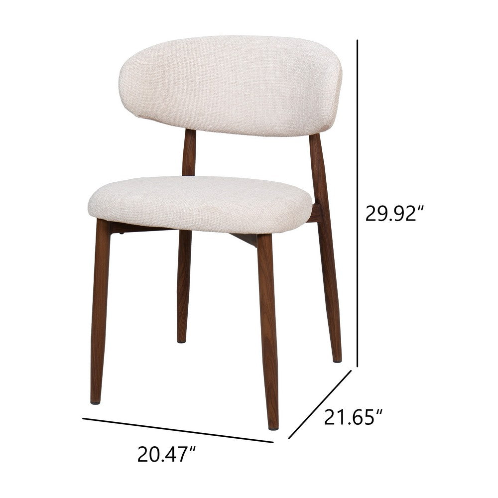 Riom Dining Side Chair Set of 2, Beige Low Curved Back, Walnut Brown - BM344794