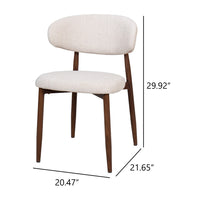 Riom Dining Side Chair Set of 2, Beige Low Curved Back, Walnut Brown - BM344794