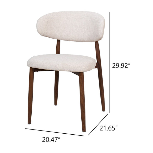 Riom Dining Side Chair Set of 2, Beige Low Curved Back, Walnut Brown - BM344794