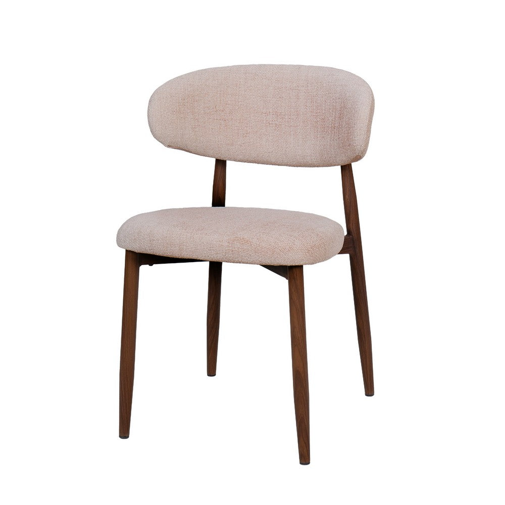 Riom Dining Side Chair Set of 2, Low Curved Back, Walnut Brown Metal  - BM344795