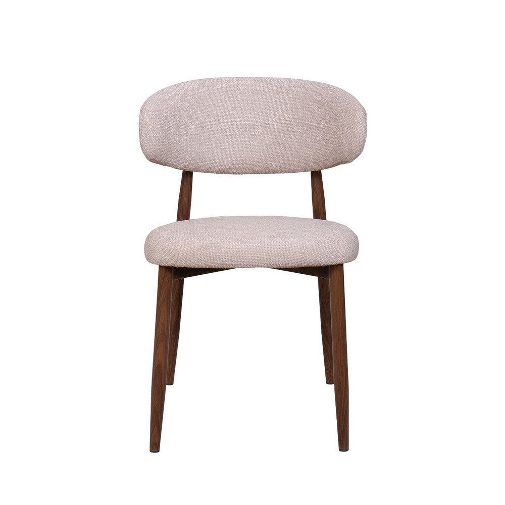 Riom Dining Side Chair Set of 2, Low Curved Back, Walnut Brown Metal  - BM344795