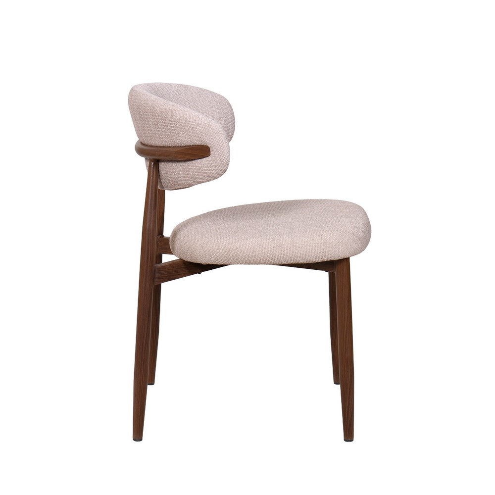 Riom Dining Side Chair Set of 2, Low Curved Back, Walnut Brown Metal  - BM344795