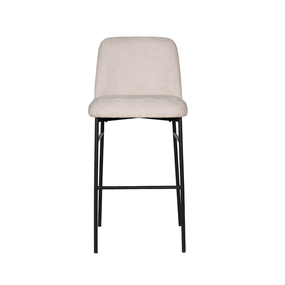 Ery Bar Height Chair Set of 2, Beige Cushions, Black Metal Frame - BM344796