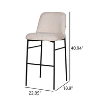 Ery Bar Height Chair Set of 2, Beige Cushions, Black Metal Frame - BM344796