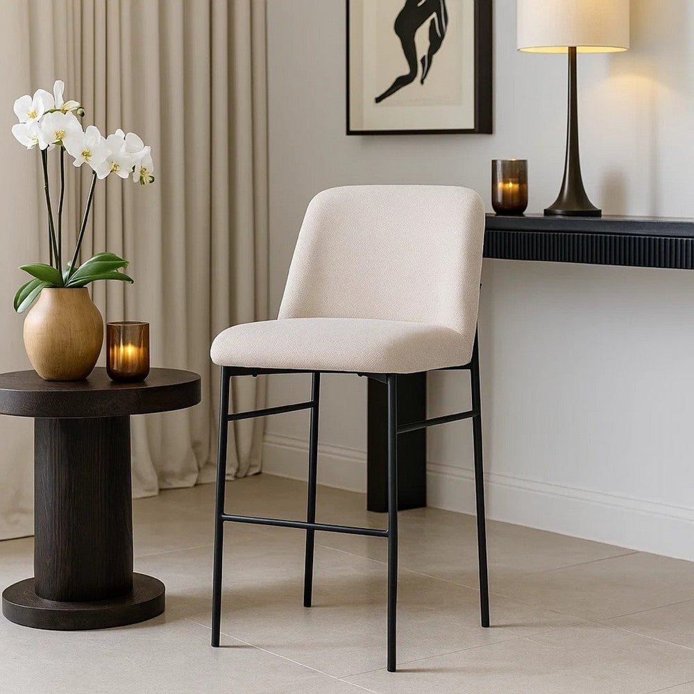 Ery Bar Height Chair Set of 2, Beige Cushions, Black Metal Frame - BM344796