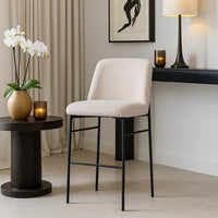 Ery Bar Height Chair Set of 2, Beige Cushions, Black Metal Frame - BM344796