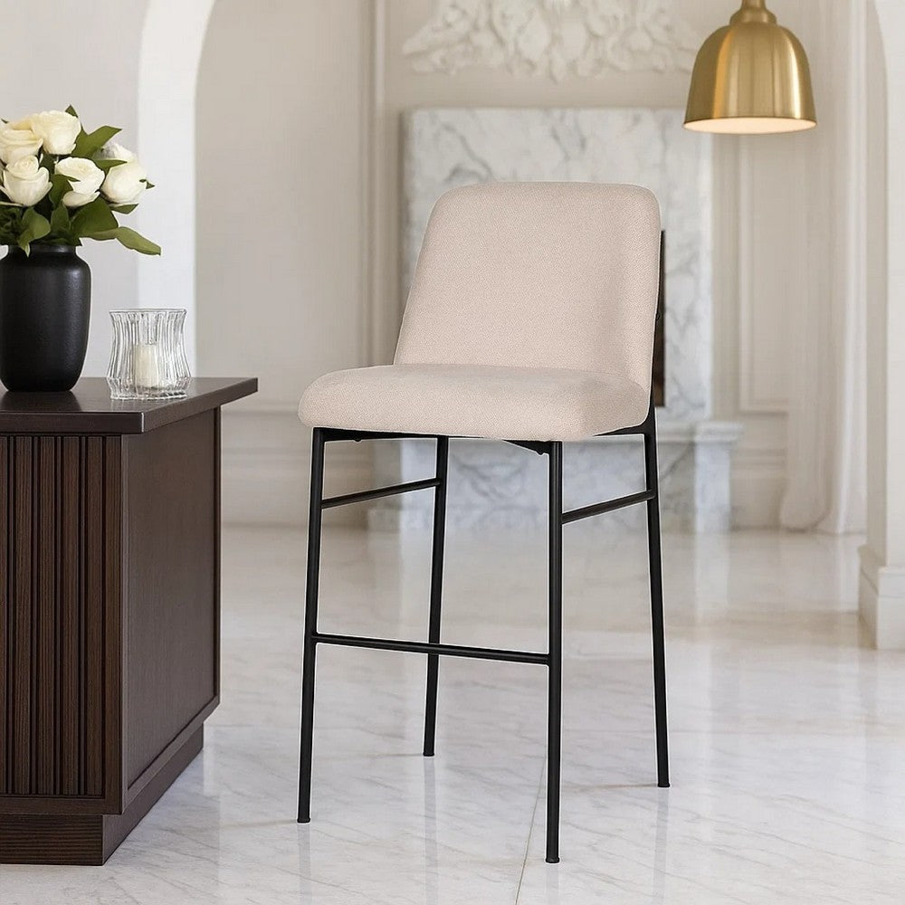 Ery Bar Height Chair Set of 2, Beige Cushions, Black Metal Frame - BM344796