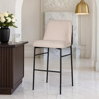 Ery Bar Height Chair Set of 2, Beige Cushions, Black Metal Frame - BM344796