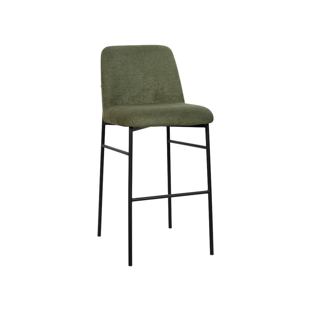 Ery Bar Height Chair Set of 2, Green Cushions, Black Metal Frame - BM344797