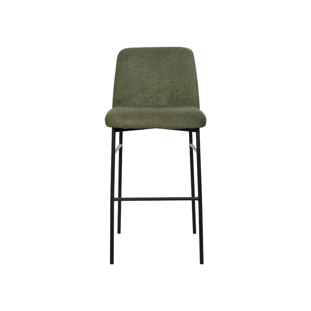 Ery Bar Height Chair Set of 2, Green Cushions, Black Metal Frame - BM344797