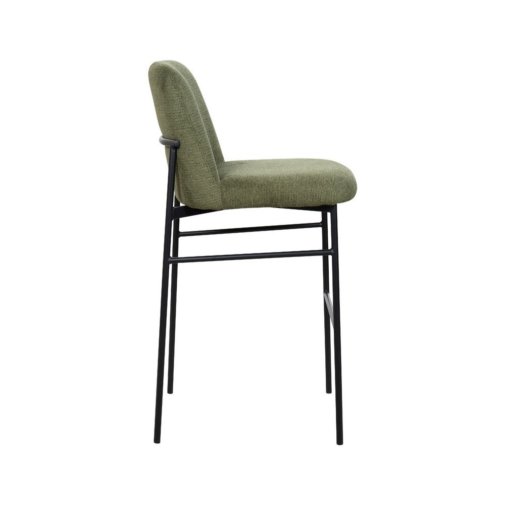 Ery Bar Height Chair Set of 2, Green Cushions, Black Metal Frame - BM344797