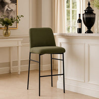 Ery Bar Height Chair Set of 2, Green Cushions, Black Metal Frame - BM344797