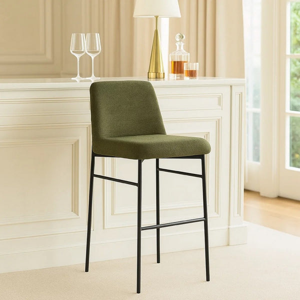 Ery Bar Height Chair Set of 2, Green Cushions, Black Metal Frame - BM344797