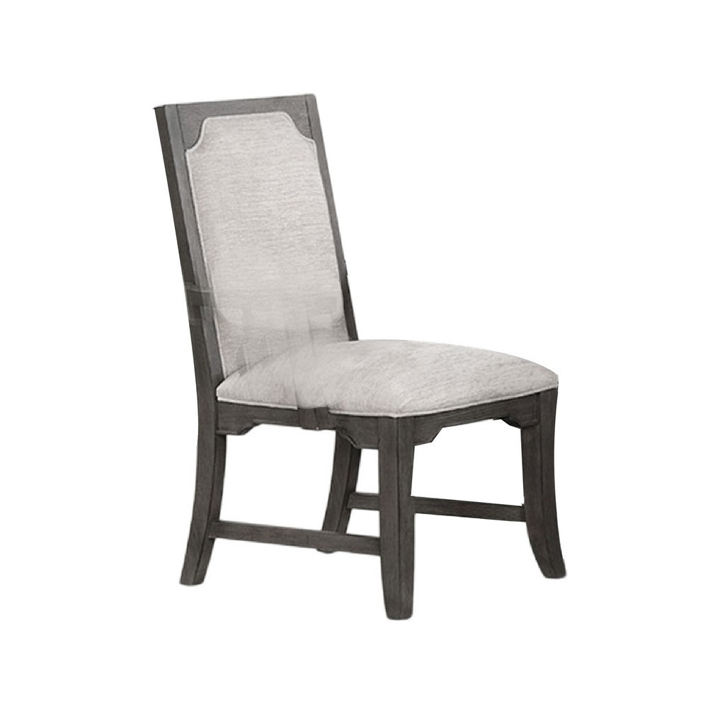 Leslee Dining Side Chair Set of 2, Gray Polyester, Sculpted Tall Back  - BM344799