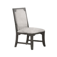 Leslee Dining Side Chair Set of 2, Gray Polyester, Sculpted Tall Back  - BM344799