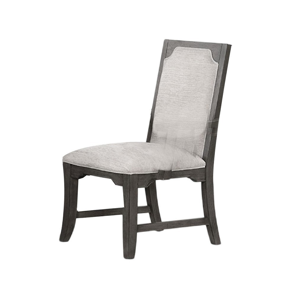 Leslee Dining Side Chair Set of 2, Gray Polyester, Sculpted Tall Back  - BM344799